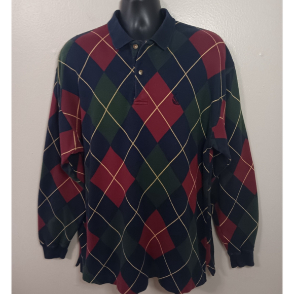 Nautica Other - Vintage 90s Nautica Men's XL Polo Rugby Argyle Shirt L/S EUC